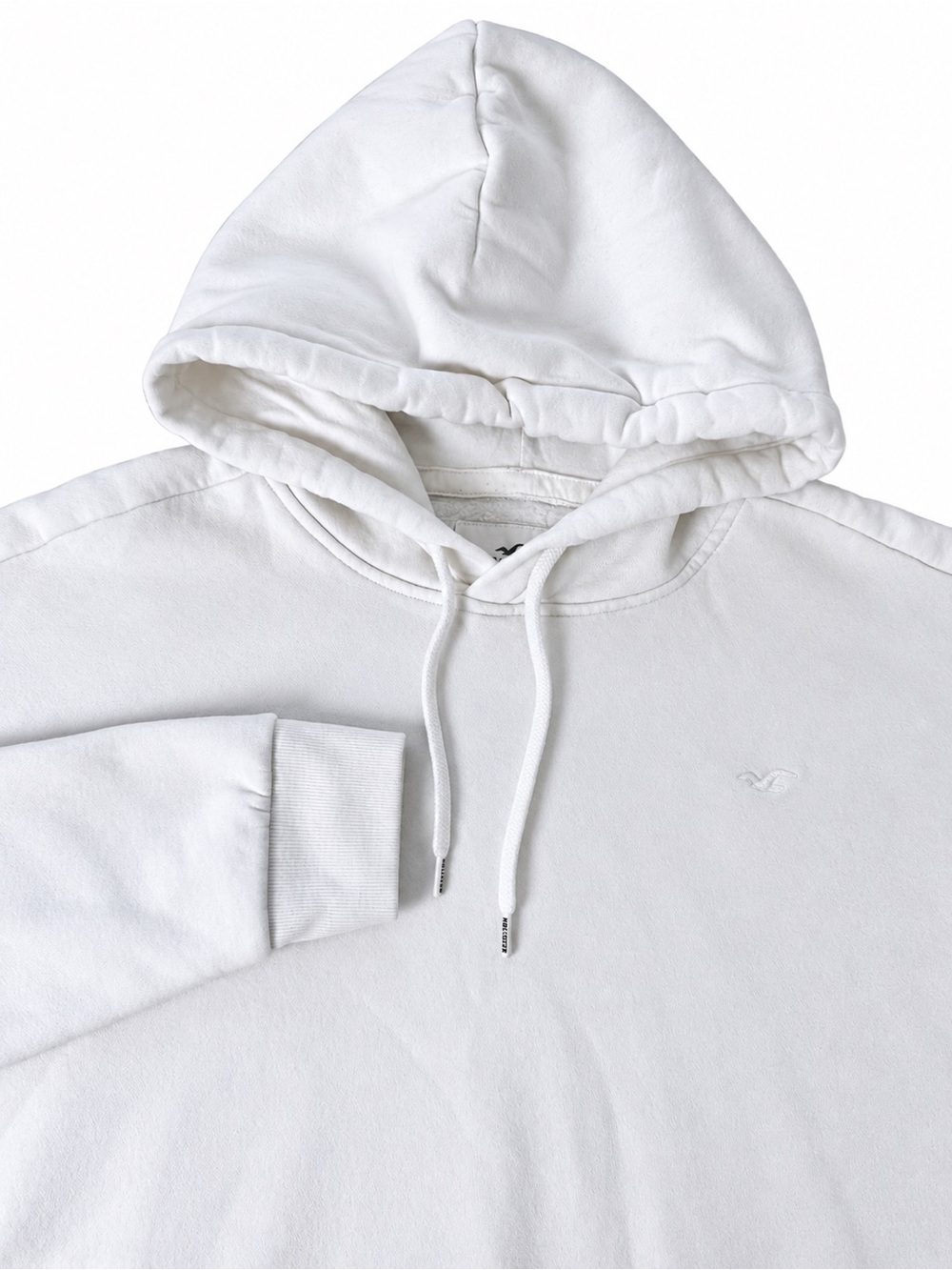 Hollister Men’s White Logo Pullover Hoodie Size L
